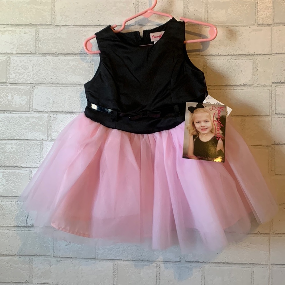 Girl’s Younghearts Baby Pink Black Holiday Dress 2T